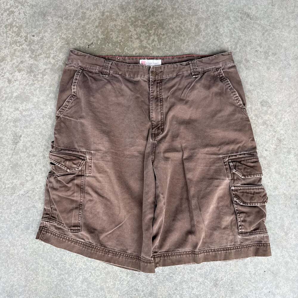 Y2K Cargo Supply Brown Multi-Pocket Utility Cargo Shorts